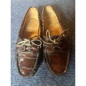 Est 1967 Ralph Lauren Brown Crocodile Moccasins Loafers 7B Bench made In Maine